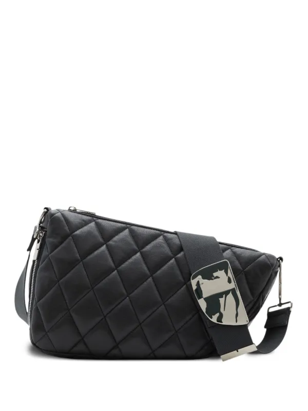 【BURBERRY】SHIELD SHOULDER BAG BURBERRY Shield small green check canvas & leather shoulder