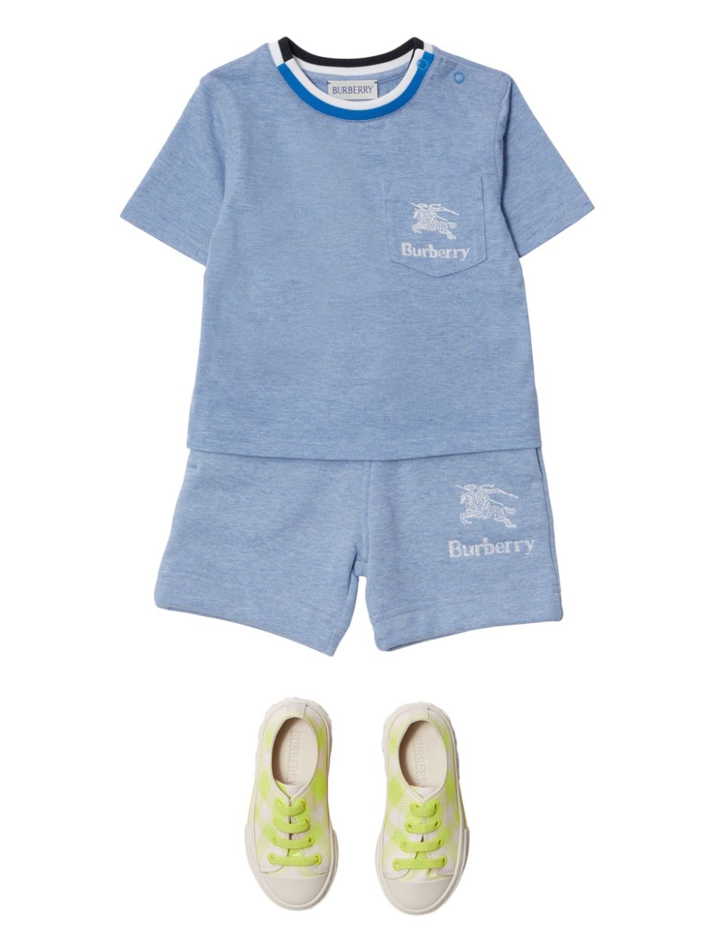 Burberry Kids Shorts set met geborduurd logo Blauw