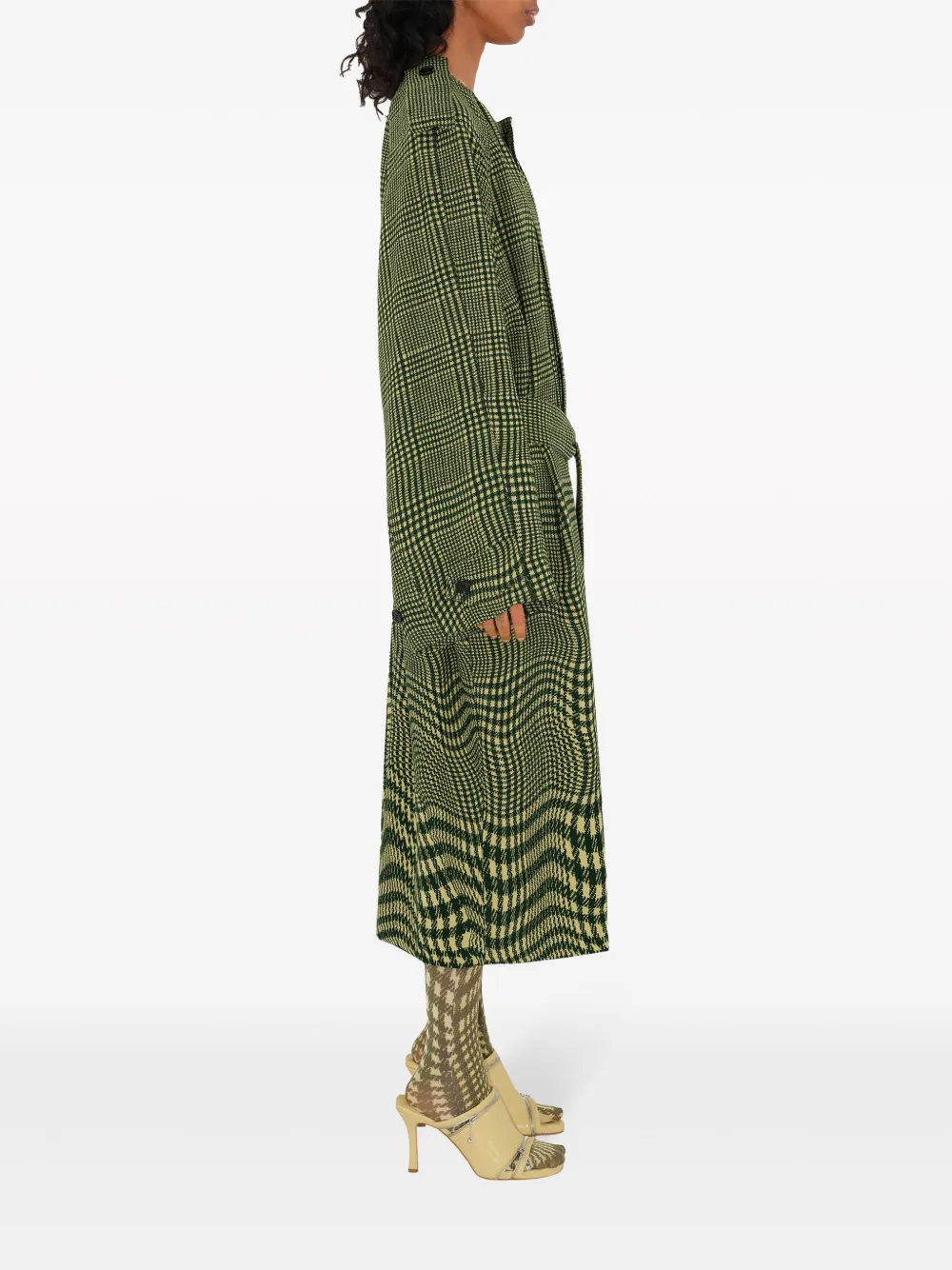 Burberry Wollen jas met pied-de-poule print Groen