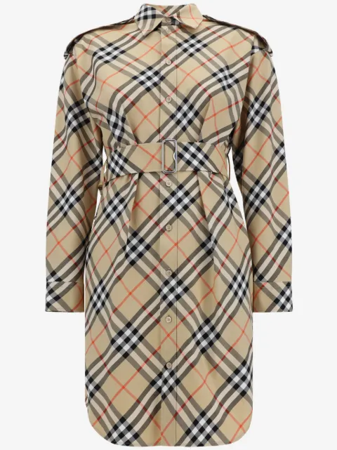 Burberry check-pattern belted day dress