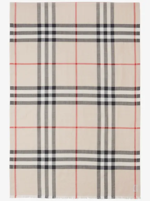 Burberry wide Check wool silk scarf