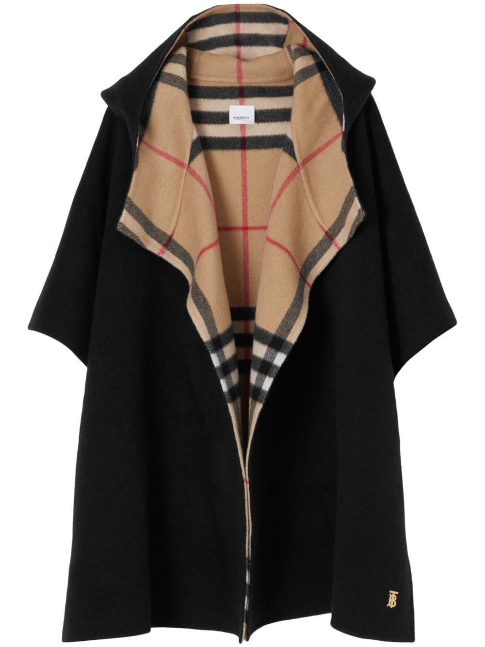 Burberry Omkeerbare kasjmier cape met capuchon Zwart