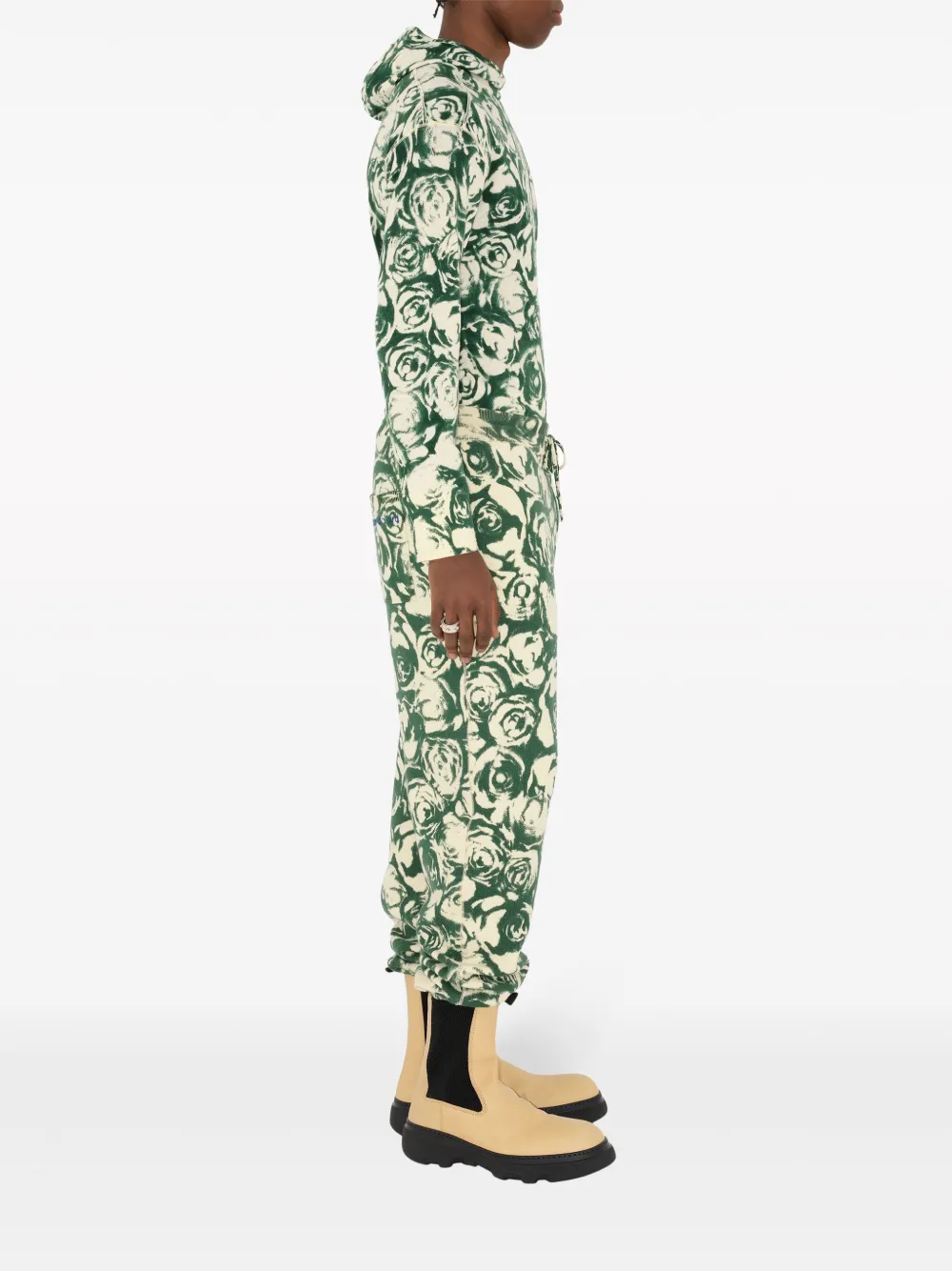 Burberry Wollen hoodie met roosprint Groen