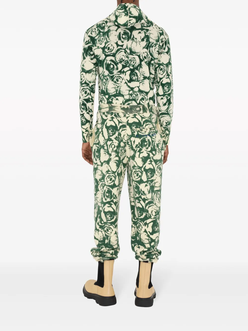 Burberry Wollen hoodie met roosprint Groen