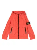Stone Island Junior Compass-patch hooded rain jacket - Orange