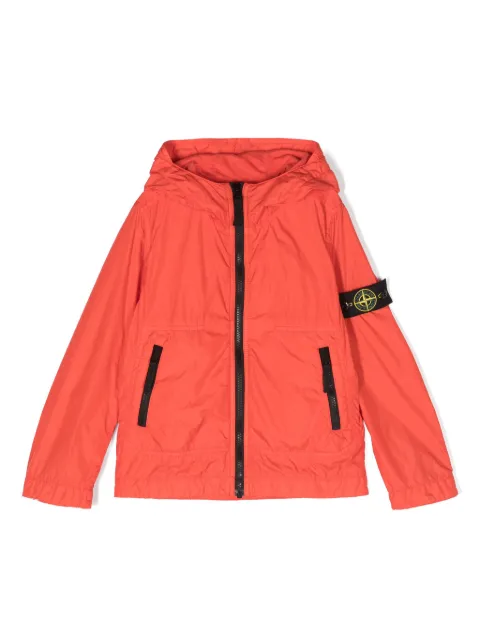 Stone Island Junior Compass-patch hooded rain jacket