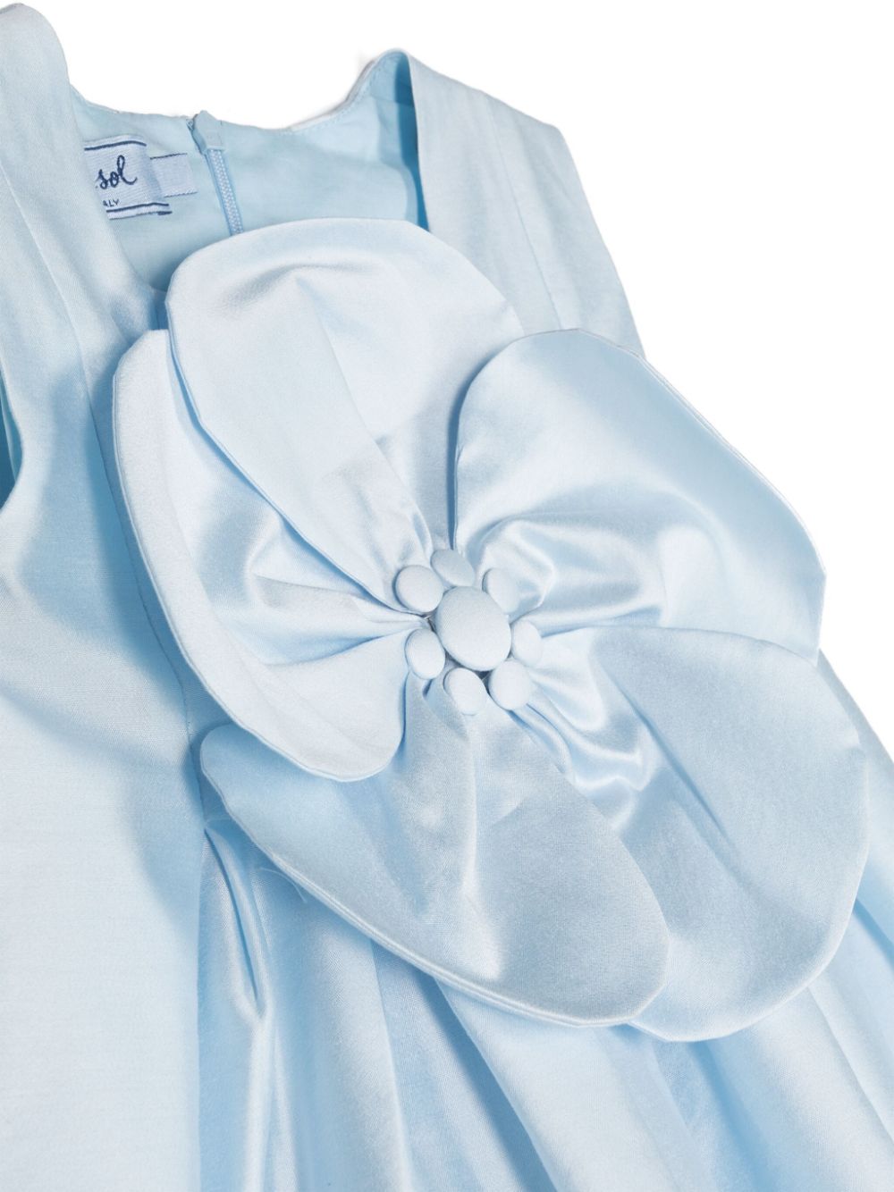 Shop Mi Mi Sol Floral-appliqué Flared Dress In Blue