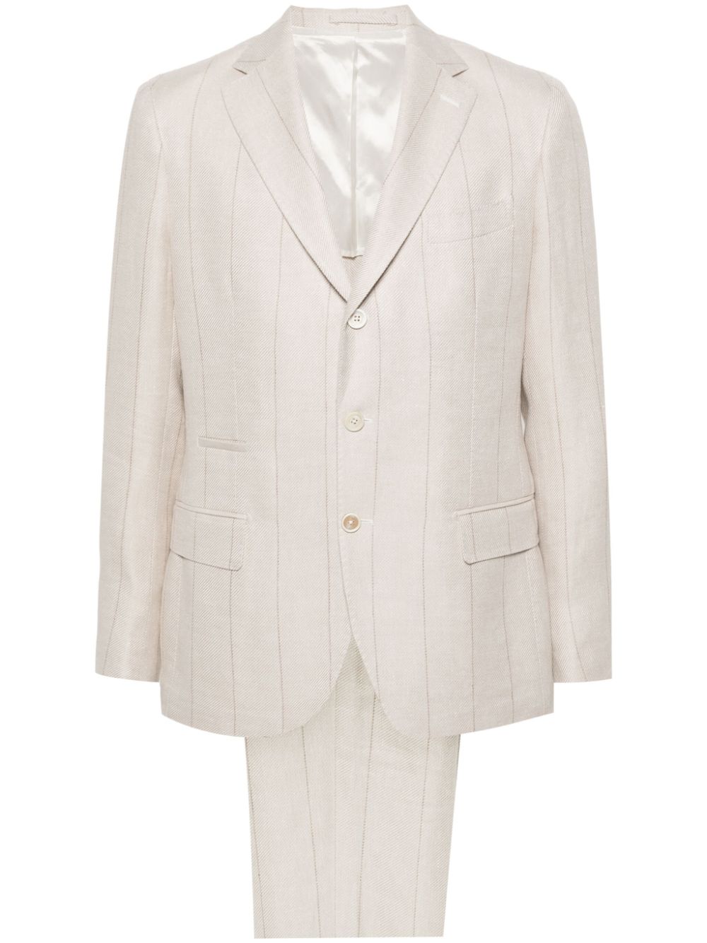 Eleventy Linen-blend Pinstripe Suit In Neutrals