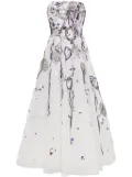 Saiid Kobeisy beaded tulle midi dress - White