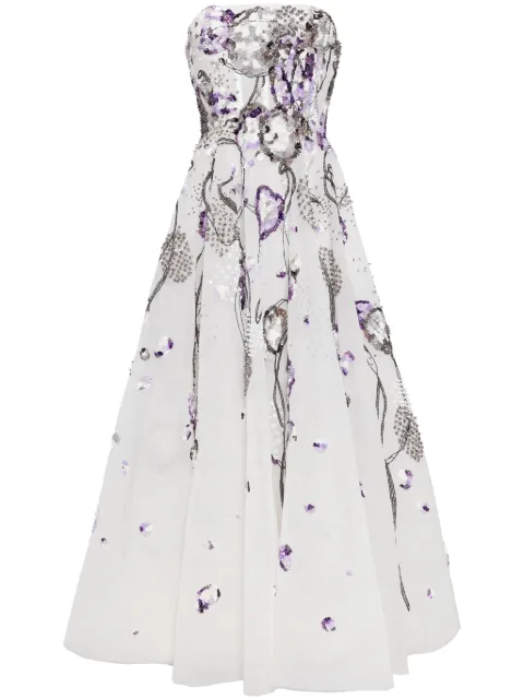 Saiid Kobeisy beaded tulle midi dress