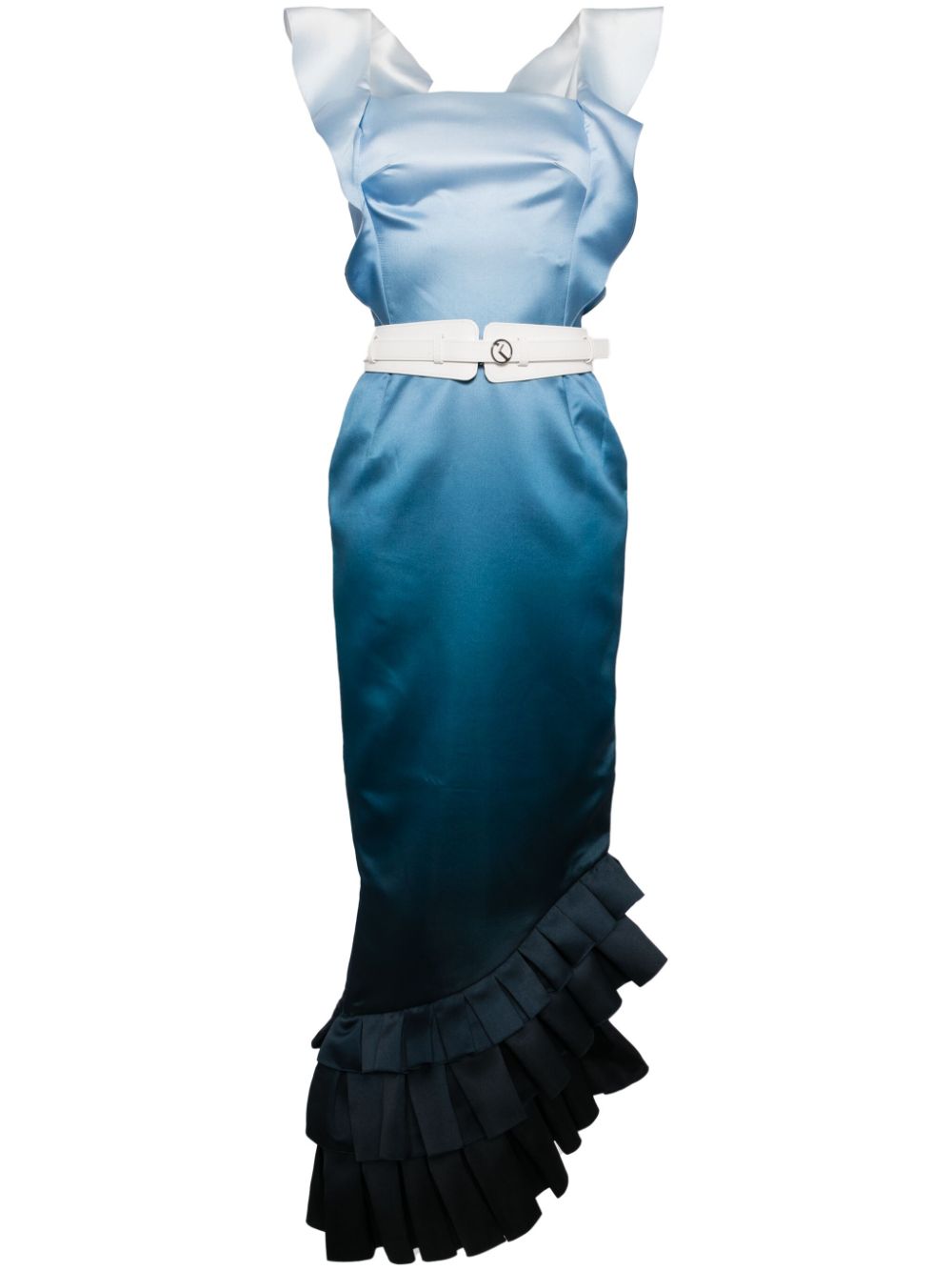 Saiid Kobeisy Asymmetric Gradient-print Dress In Blue
