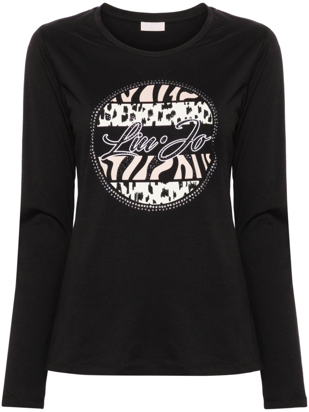 LIU JO mix-print long-sleeve T-shirt - Nero