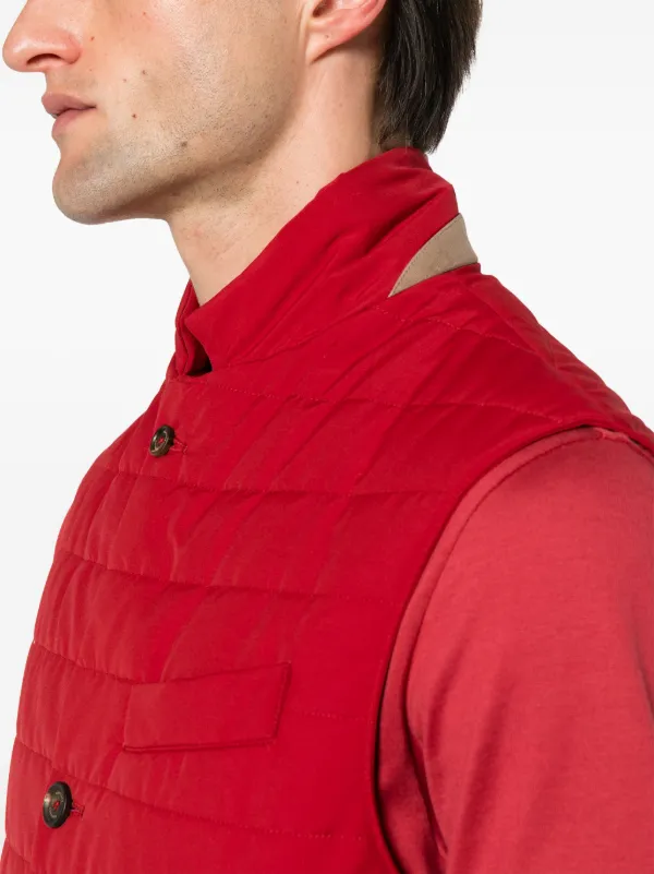 Eleventy button-up Quilted Gilet | Red | FARFETCH