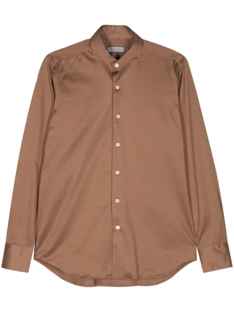 Canali tonal-stitching cotton shirt
