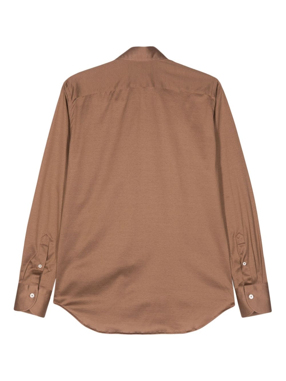 Shop Canali Tonal-stitching Cotton Shirt In Brown