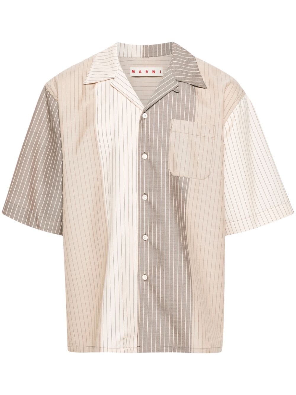 Marni Colour-block Pinstriped Shirt In Neutrals