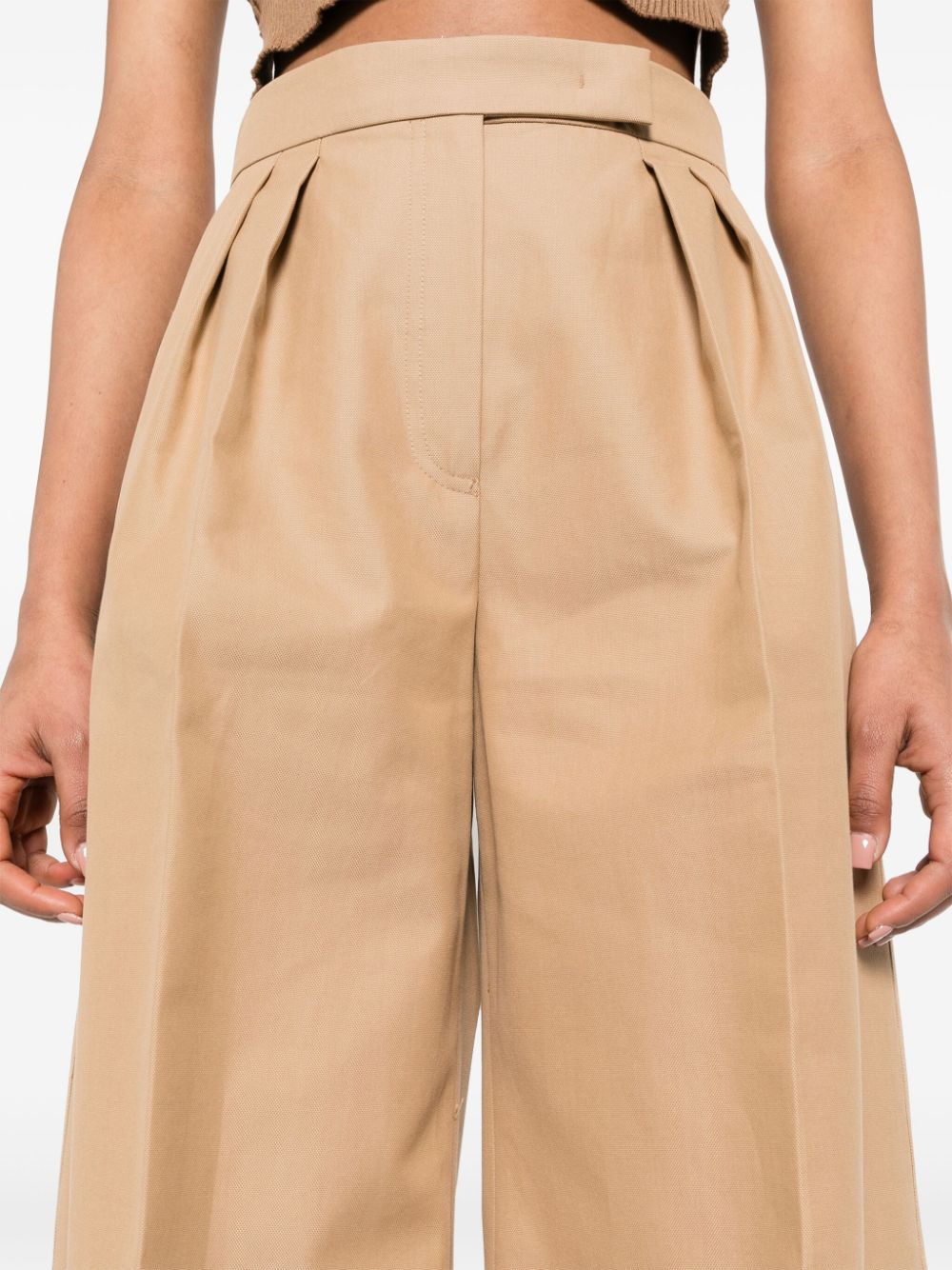 Max Mara Palazzo broek met geplooid detail Beige