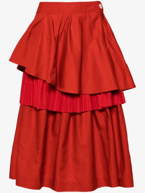 Shanshan Ruan tulle-overlay ruffled skirt