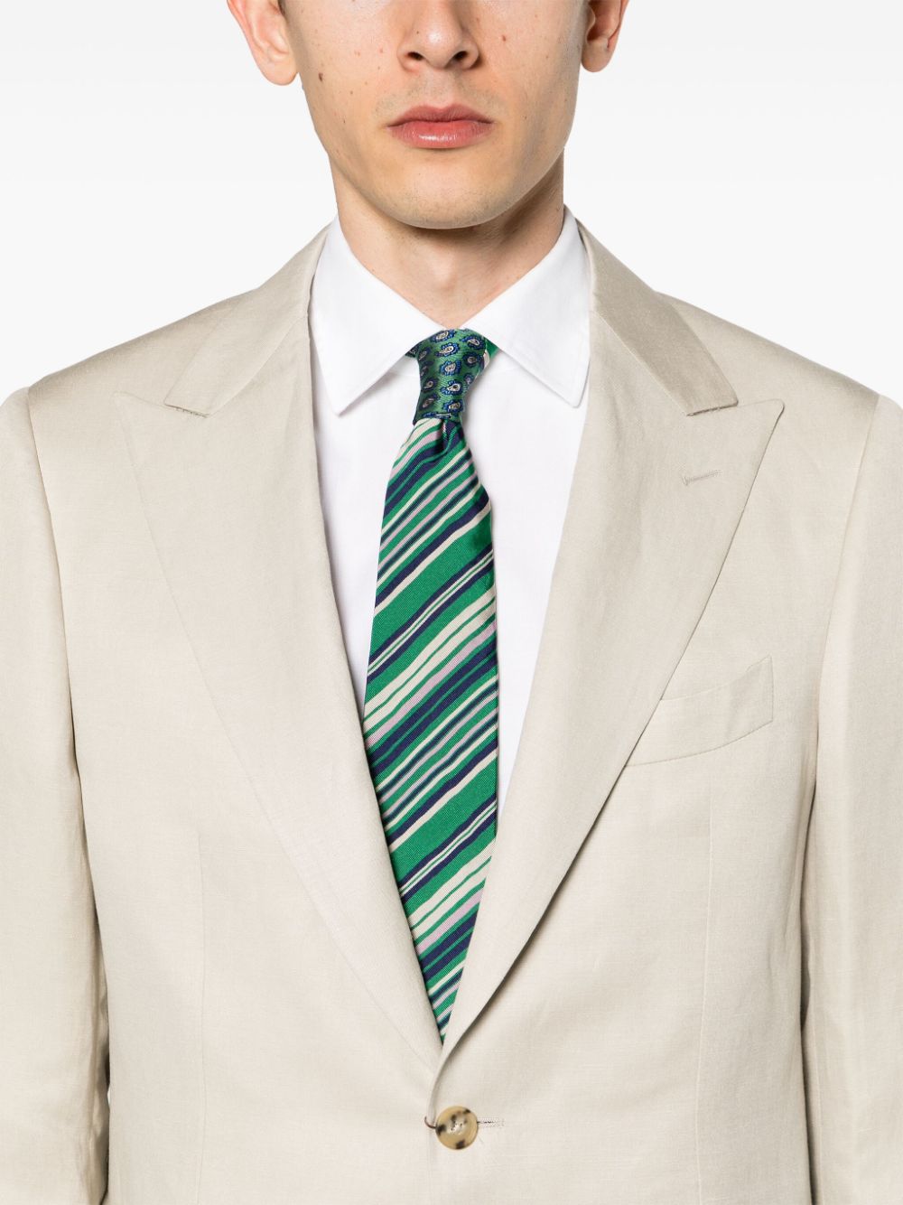 Shop Canali Single-breasted Linen-blend Suit In Neutrals