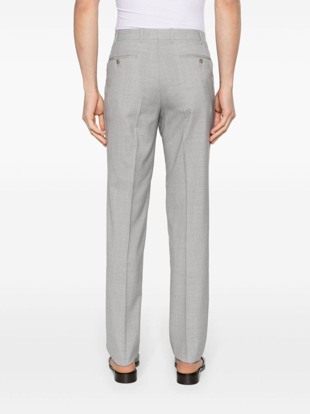 Shop Canali Tapered-leg Wool Tailored Trousers In Grey