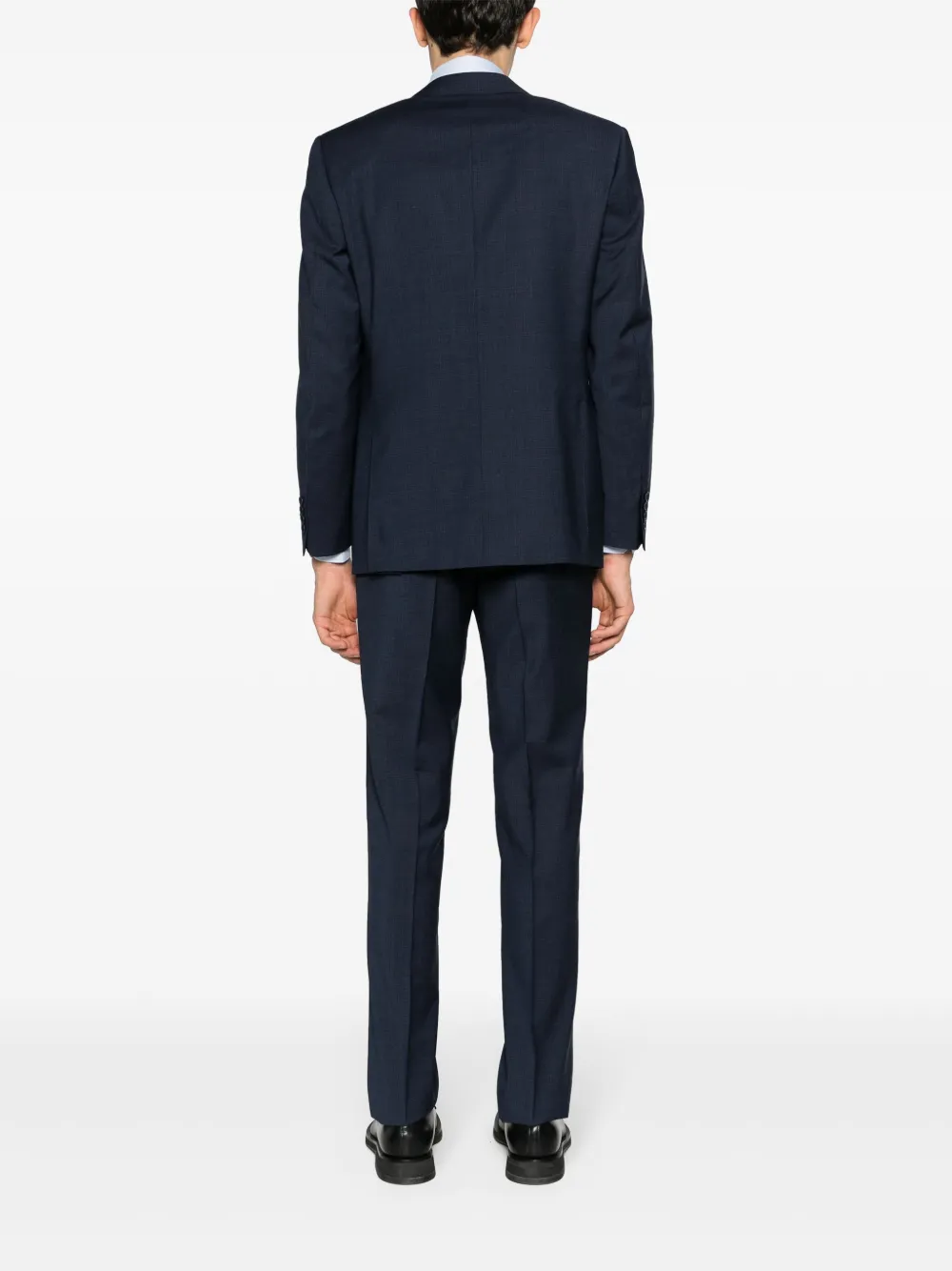 Canali Basket Weave-print Wool Suit In Blue
