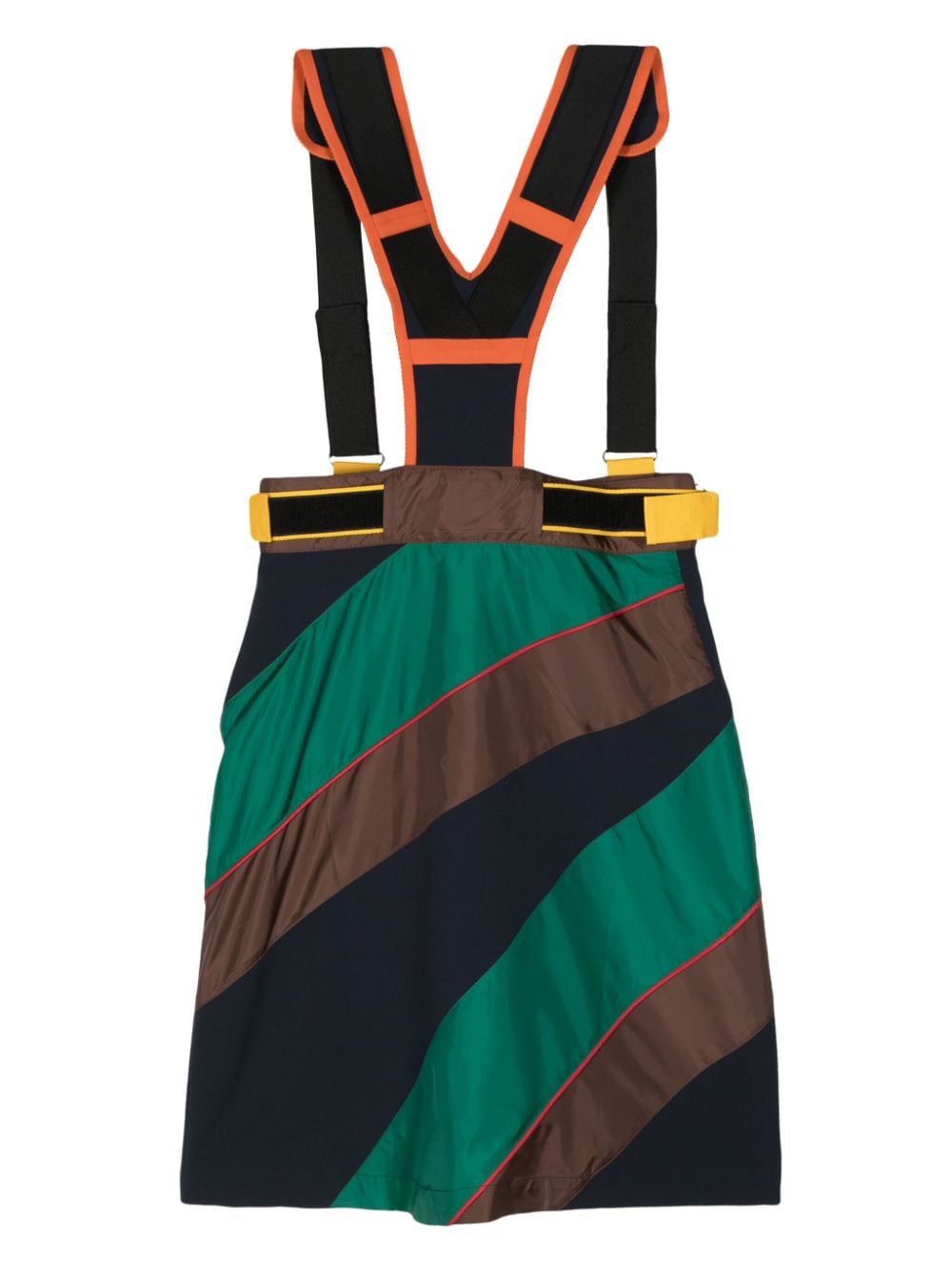 Shop Kolor Colour-block Dungaree Dress In Brown