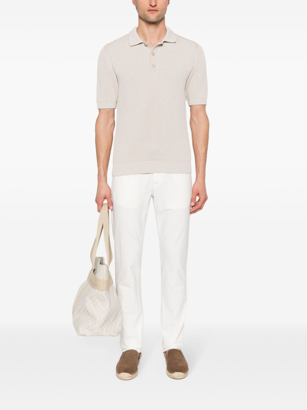 Shop Eleventy Jersey Cotton-blend Trousers In White