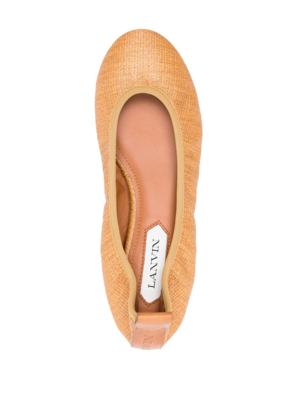 Shop Lanvin Woven-raffia Ballerina Shoes In Brown