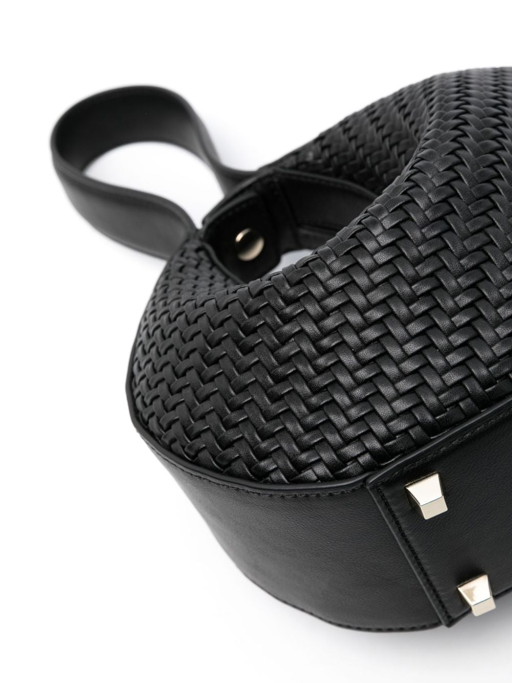 Shop Patrizia Pepe Interwoven-detail Shoulder Bag In Black