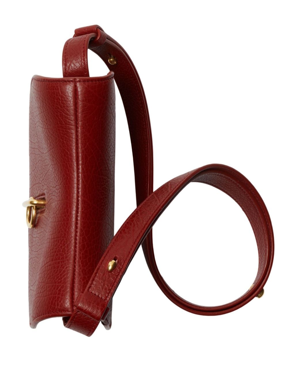 Shop Burberry Mini Rocking Horse Leather Crossbody Bag In Red