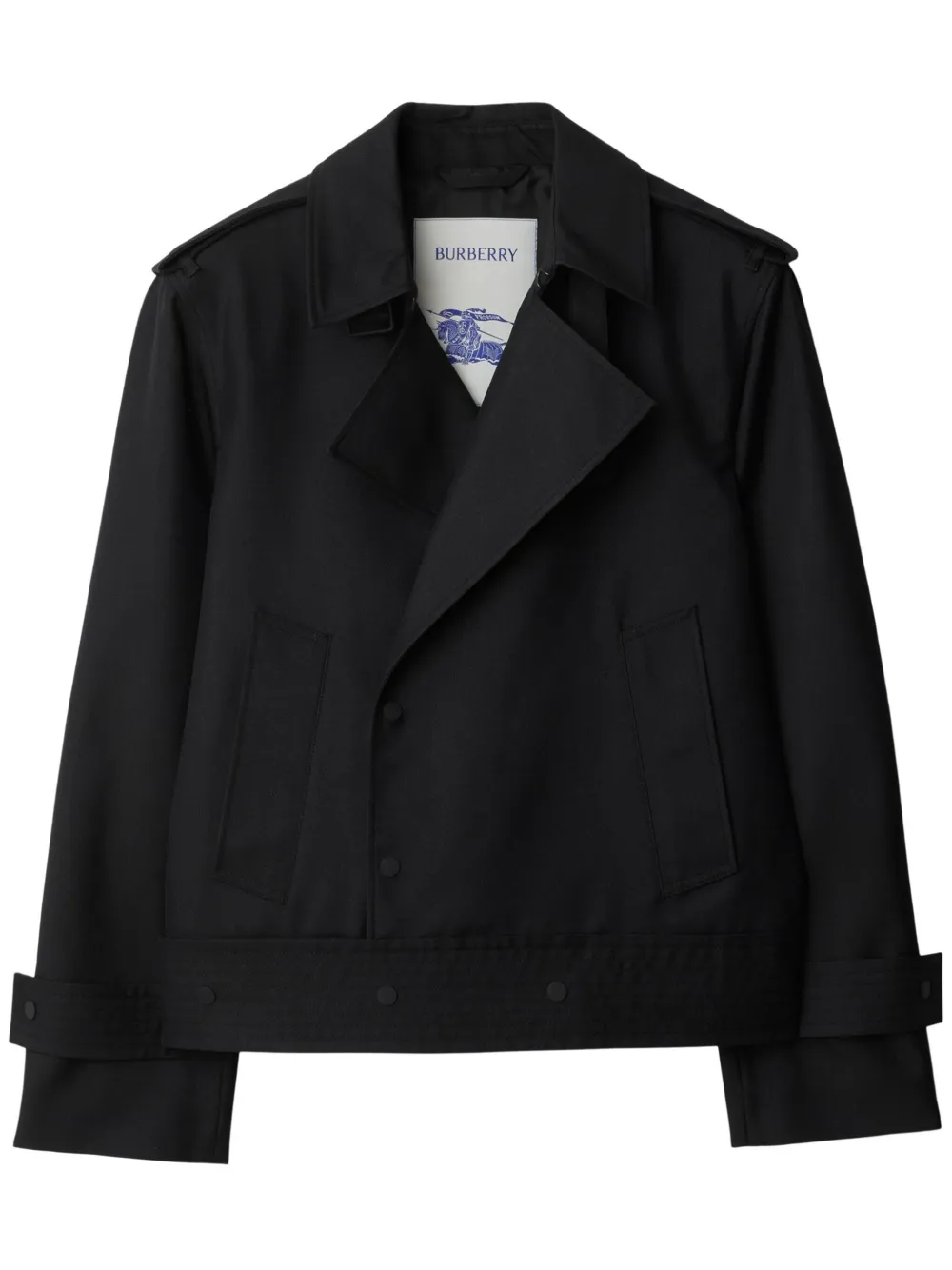 Shop Burberry Double-breasted Trench-style Jacket In Black