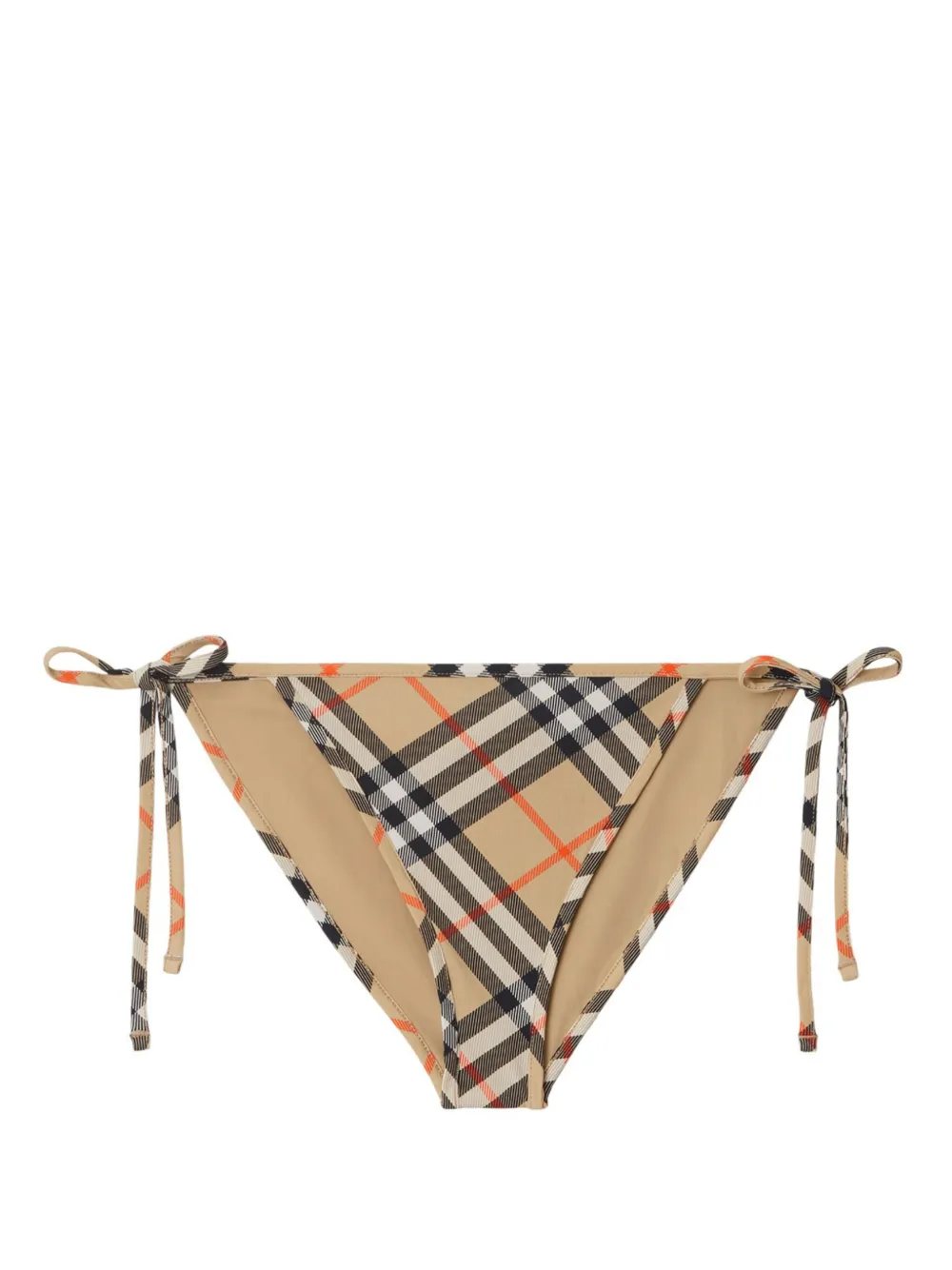 Shop Burberry Check-pattern Bikini Briefs In Neutrals