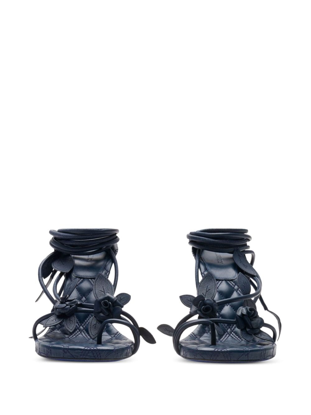 Shop Burberry Ivy Flora Leather Sandals In Blue