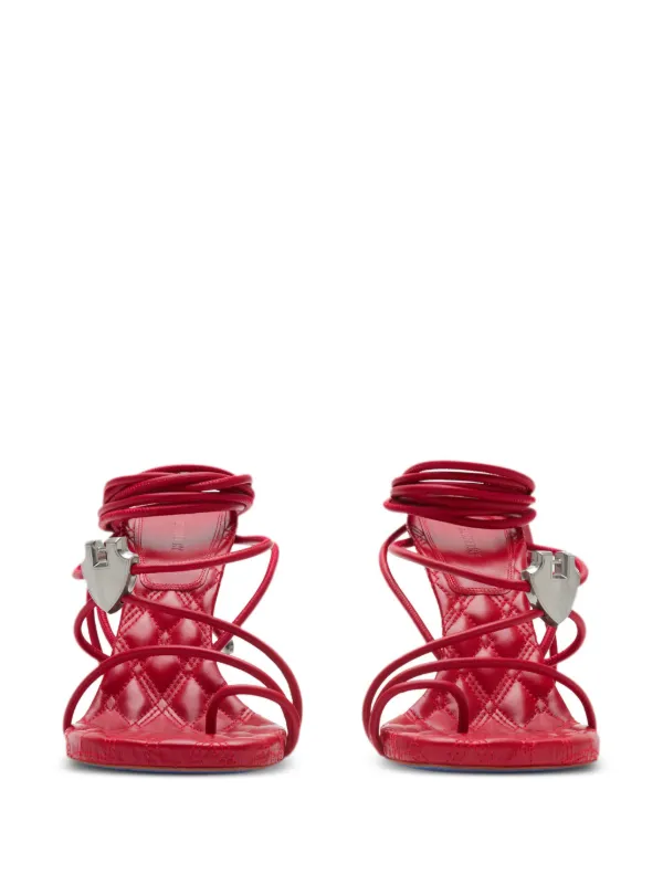 【関税込み】Burberry レッド Ivy Flora ヒールサンダル Burberry Ivy Shield 105mm ストラップ サンダル | レッド