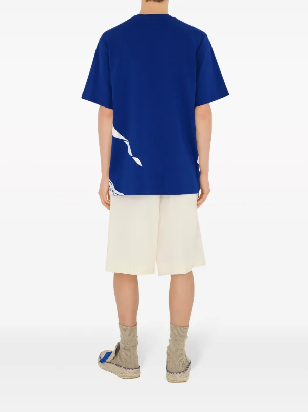 【BURBERRY】EKD プリント ポロネックTシャツ Burberry EKD-print Cotton T-shirt | Blue | FARFETCH