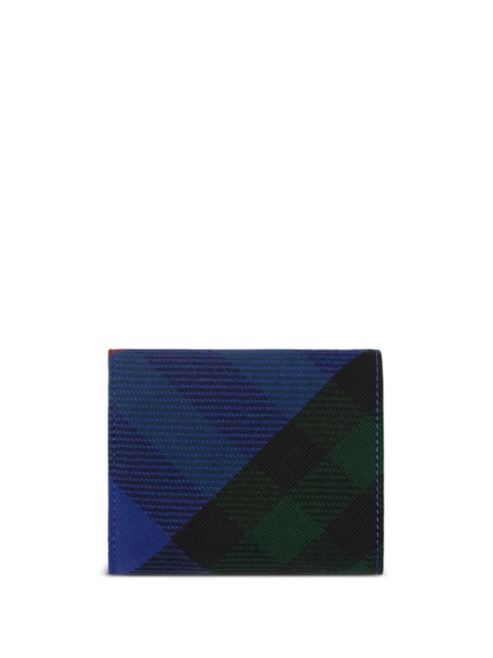 Shop Burberry Check-pattern Leather Wallet In Blue