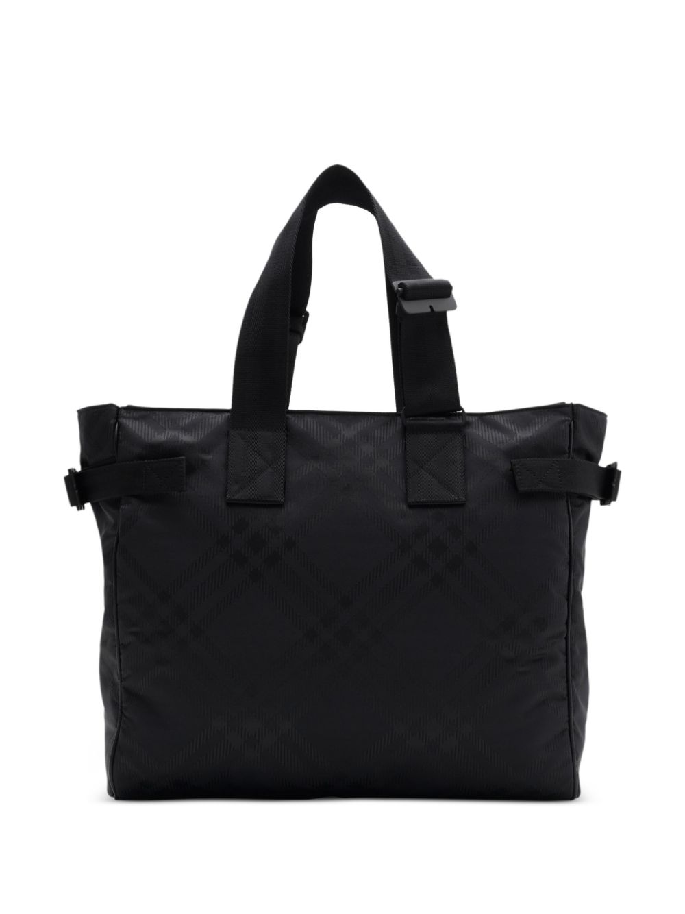 Shop Burberry Check-jacquard Tote Bag In Black