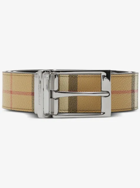 Burberry حزام كاروهات بوجهين