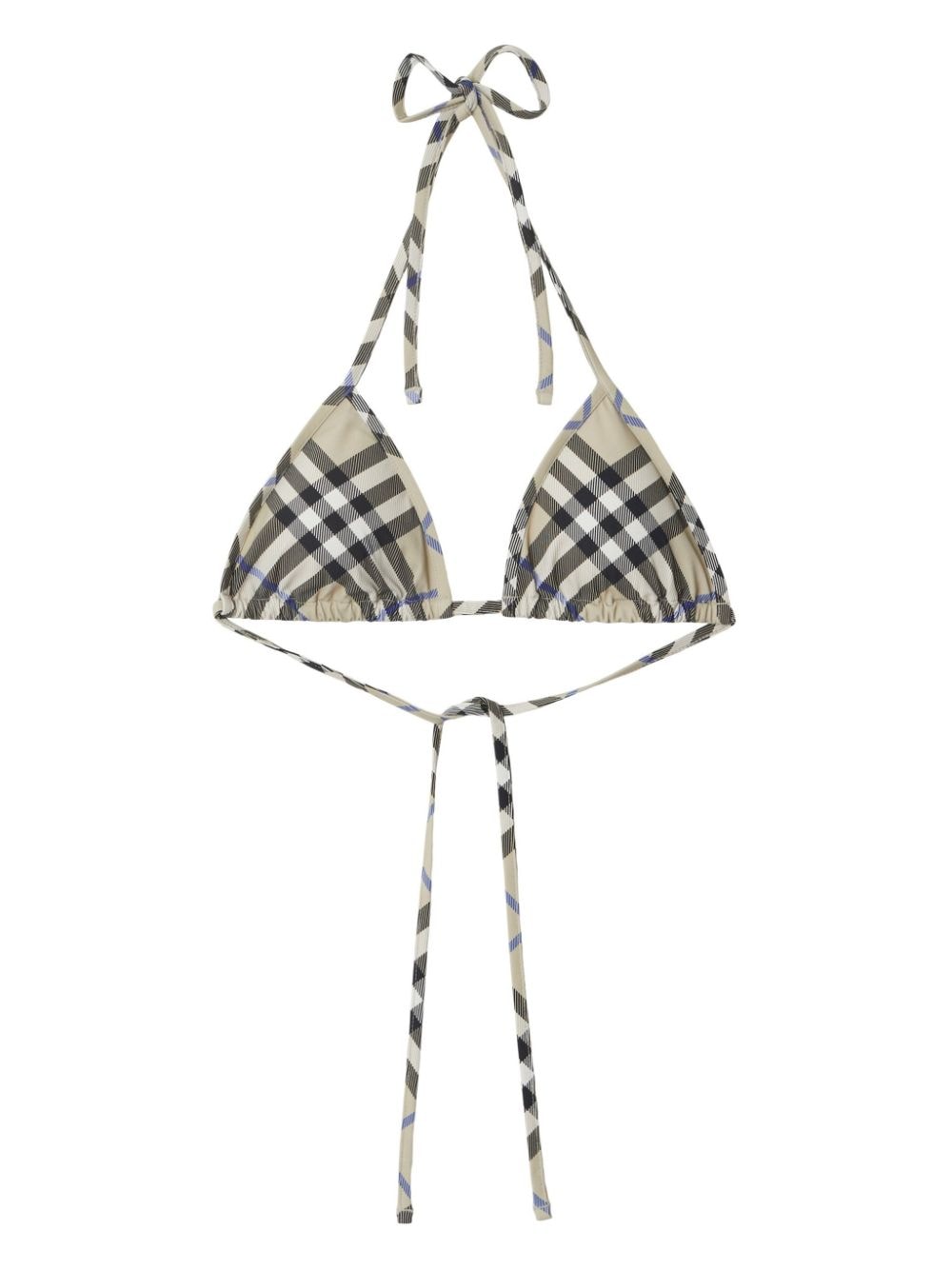 Image 1 of Burberry triangle-cup checked bikini top