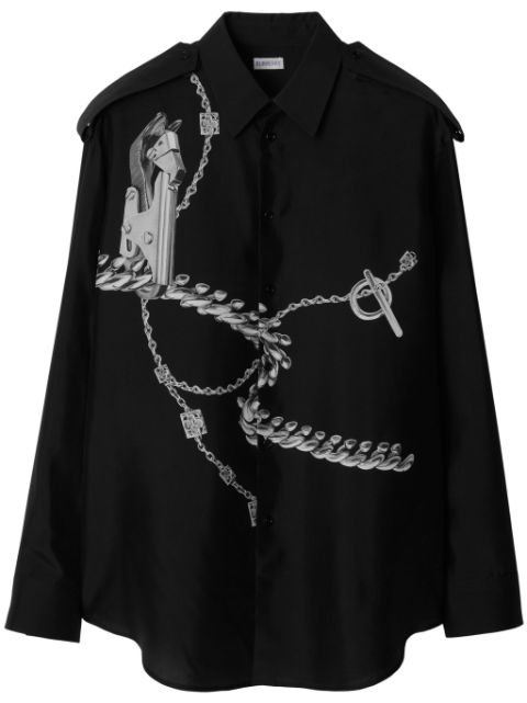 Burberry Knight Accessories-print silk shirt Men