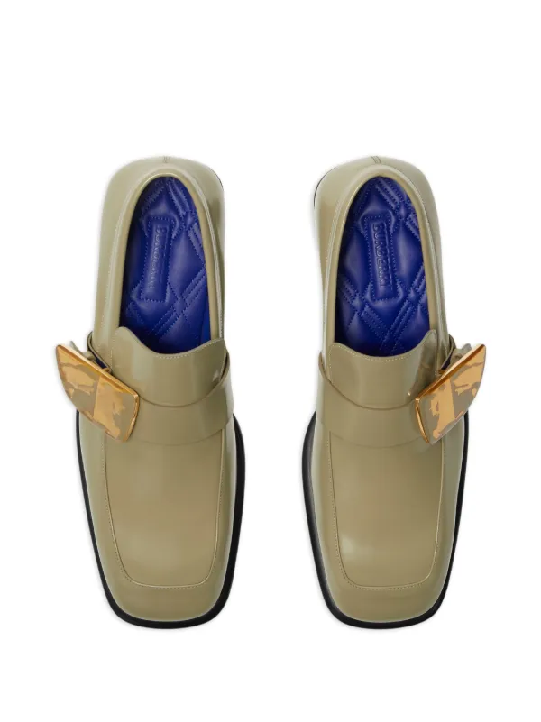 Burberry Shield Leather Loafers | Green | FARFETCH