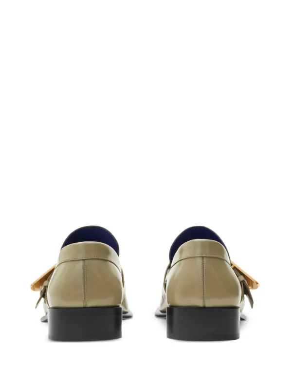Burberry Shield Leather Loafers | Green | FARFETCH
