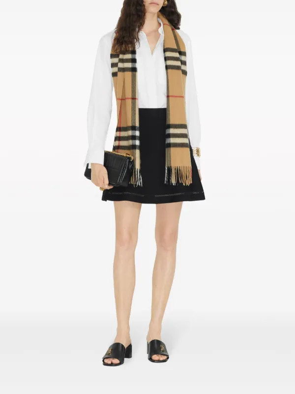 Burberry cashmere ivory giant check scarf hot sale