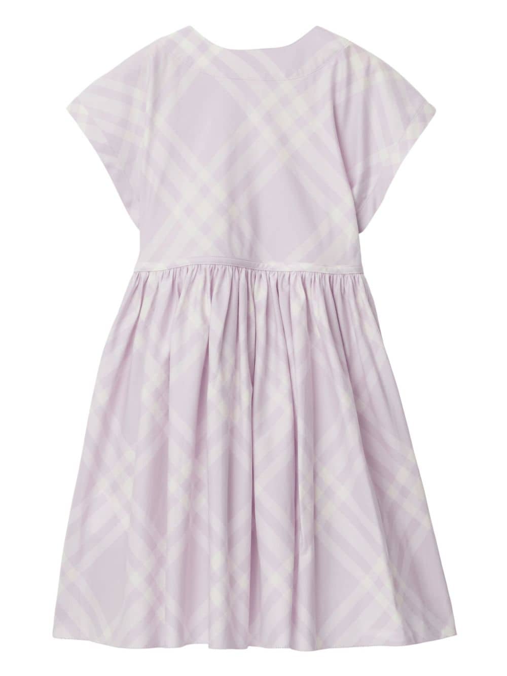 Shop Burberry Empire-line Checked Dress In Purple