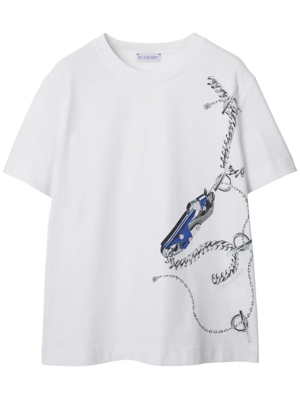 Shop Burberry Knight-print Cotton T-shirt In White