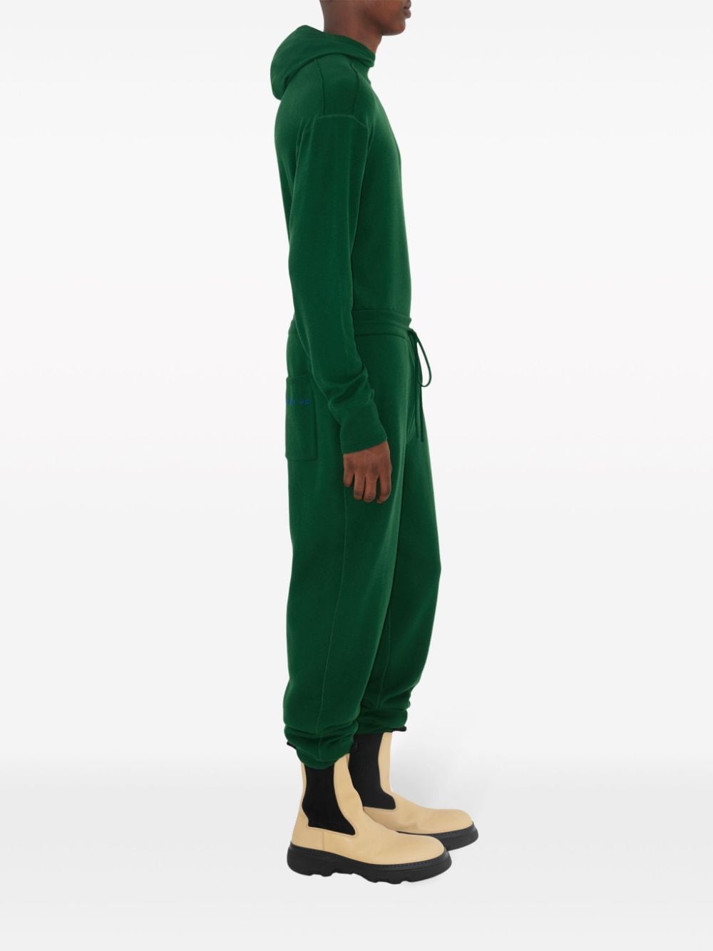 Shop Burberry Reverse-logo Wool Track Pants In Green