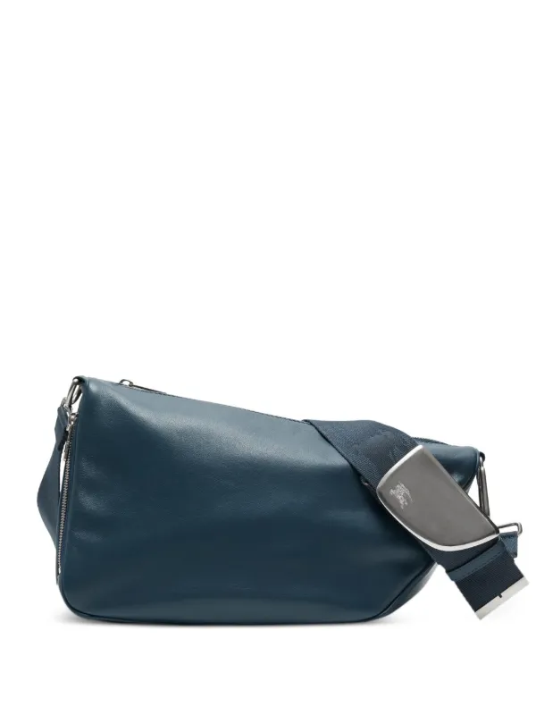 Burberry Shield Leather Shoulder Bag Blue FARFETCH IE