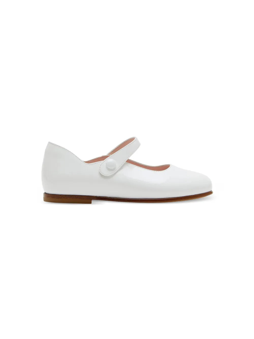 Burberry Kids press-stud leather ballerina shoes White