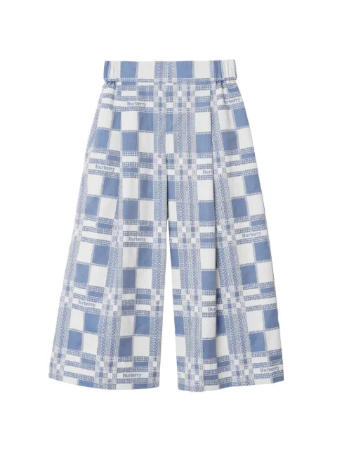 Burberry Kids checked wide-leg cotton trousers