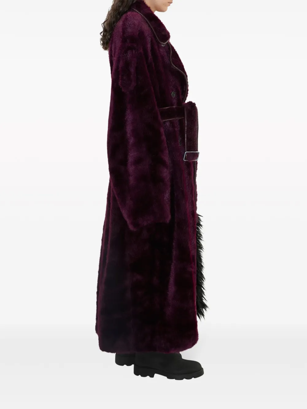 Shop Burberry Faux-fur Trench Coat In Purple